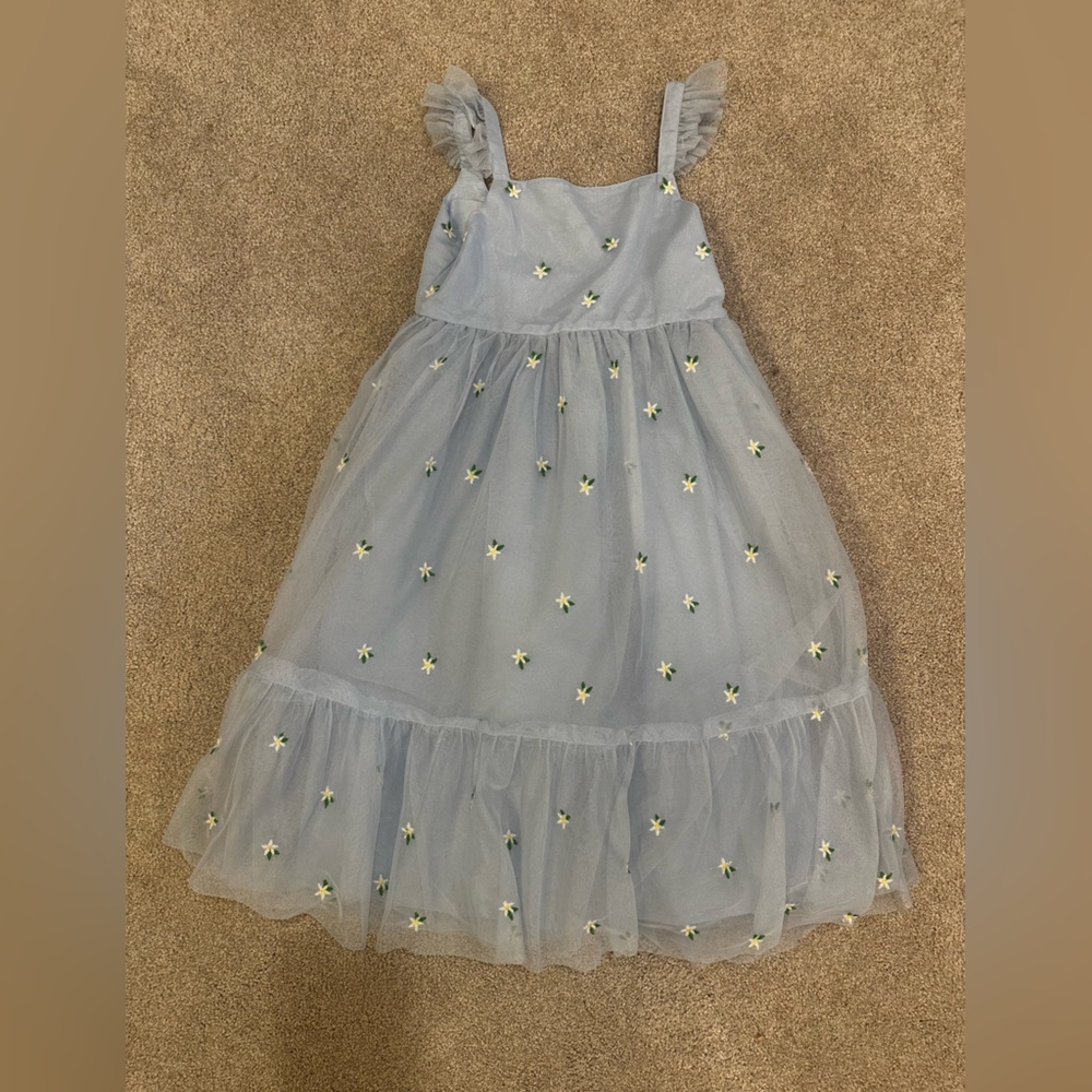Blue Floral Tulle Dress